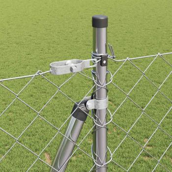 Drahtzaun mit 7 Flanschpfosten 1,4 x 10 m Verzinkter Stahl