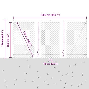 Maschendrahtzaun mit Betonsockel 10 x 1,6 m Verzinkter Stahl