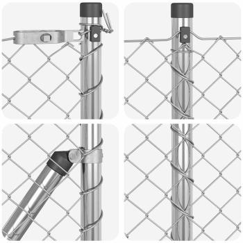 Maschendrahtzaun mit 13 Flanschpfosten 0.6x25 m Verzinkter Stahl