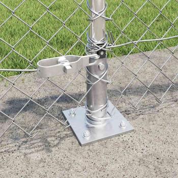Maschendrahtzaun mit 13 Flanschpfosten 0.6x25 m Verzinkter Stahl