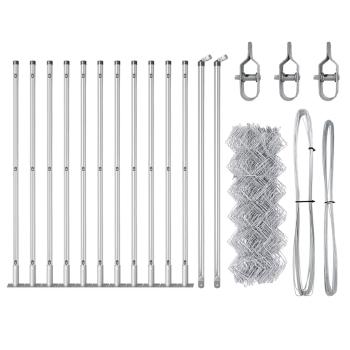 Maschendrahtzaun mit 13 Flanschpfosten 0.6x25 m Verzinkter Stahl