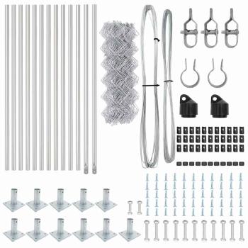 Maschendrahtzaun mit 13 Flanschpfosten 0.6x25 m Verzinkter Stahl