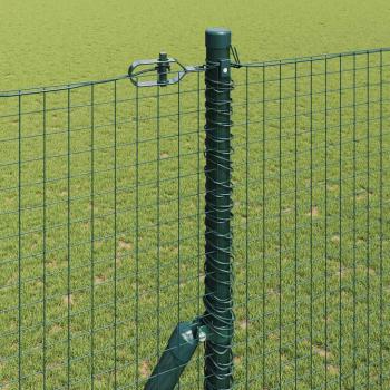 Geschweißter Drahtzaun mit 7 Pfosten Grün 1,6x10 m Stahl