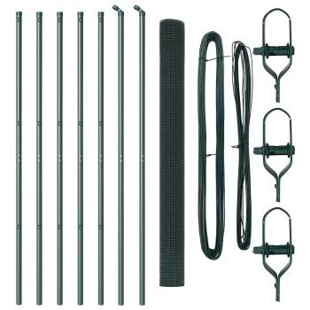 Geschweißter Drahtzaun mit 7 Pfosten Grün 1,6x10 m Stahl