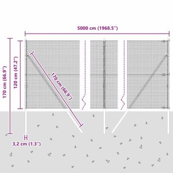 Geschweißter Drahtzaun mit 13 Pfosten Grün 1,2x50 m Stahl