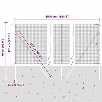 Geschweißter Drahtzaun mit 13 Pfosten Grün 1.2x50 m Stahl
