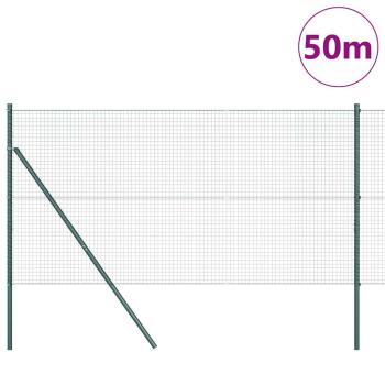 Geschweißter Drahtzaun mit 13 Pfosten Grün 1,4x50 m Stahl