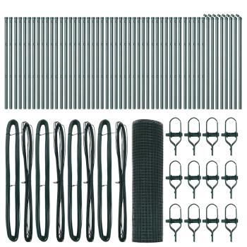 ARDEBO.de - Geschweißter Drahtzaun mit 13 Pfosten Grün 0.5x100 m Stahl