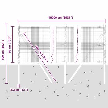 Geschweißter Drahtzaun mit 13 Pfosten Grün 0,5x100 m Stahl