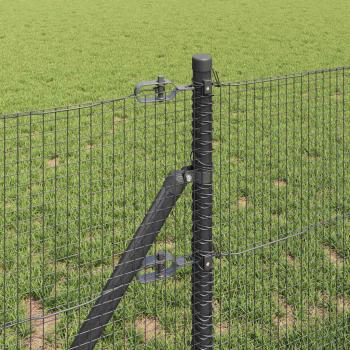 Drahtzaun mit 7 Pfosten grau 0,4 x 10 m Stahl