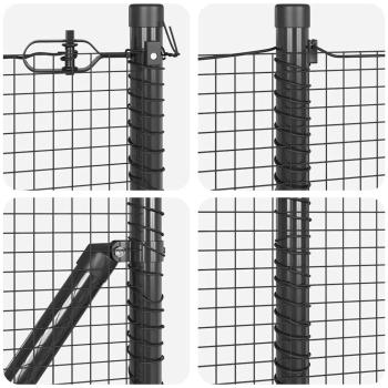 Drahtzaun mit 7 Pfosten grau 0,4 x 10 m Stahl