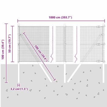 PVC-Zaunpfosten-Set Set von 2 Grau PVC-beschichteter Stahl