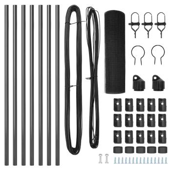 Zaunpfosten Set Set mit 2 Grau Metall, PVC-beschichteter Draht