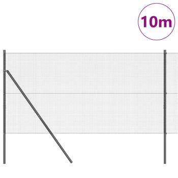 Geschweißter Drahtzaun mit 7 Pfosten Grau 1,2x10 m Stahl