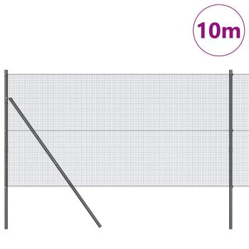 Schweißdrahtzaun mit 7 Pfosten Grau 1,2x10 m Stahl