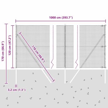 Schweißdrahtzaun mit 7 Pfosten Grau 1,2x10 m Stahl