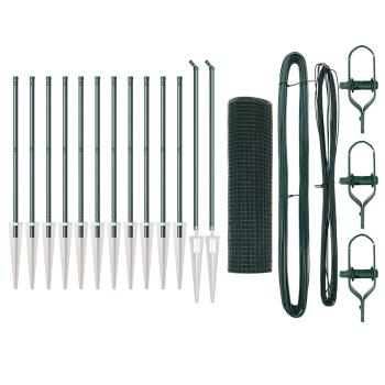 Geschweißter Drahtzaun mit 13 Spike-Posts Grün 0,8x25 m Stahl