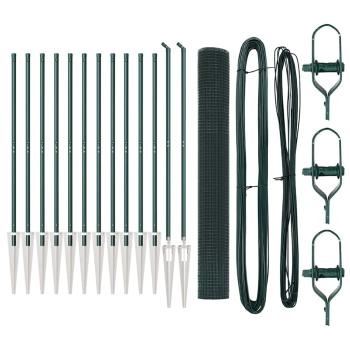 Geschweißter Drahtzaun mit 13 Spike-Pfosten Grün 1.4x25 m Stahl