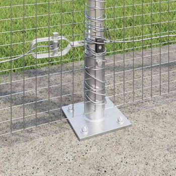 Geschweißter Drahtzaun mit 13 Flanschpfosten 1,4x25 m Verzinkter Stahl