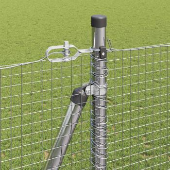 Geschweißter Drahtzaun mit 13 Flanschpfosten 1,4x25 m Verzinkter Stahl