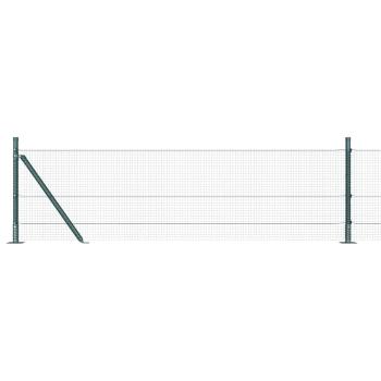 Schweißdrahtzaun mit 7 Flanschpfosten Grün 0.4x10 m Stahl
