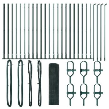 Geschweißter Drahtzaun mit 13 Flanschpfosten, Grün 0.4x50 m, Stahl