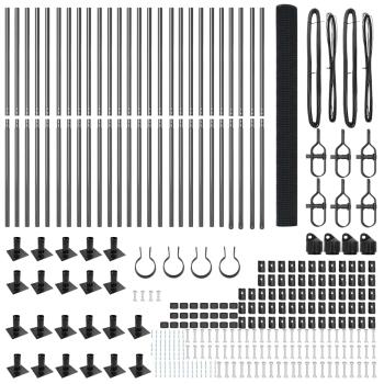 Geschweißter Drahtzaun mit 13 Flanschpfosten Grau 1,4x50 m Stahl