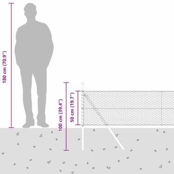 Sechseckzaun Grün 0.5x10 m Stahl, Zaunpfosten 7 Stück Grün Ø32 mm 100 cm Verzinkter Stahl