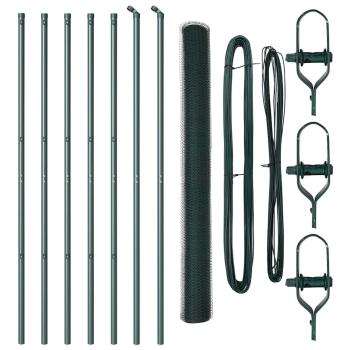 Bodenmontierter Sechseckzaun 10 x 1,5 m PVC-beschichteter Stahl