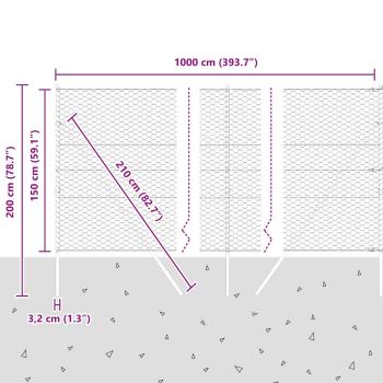 Sechseckzaun Grün 1,5x10 m Stahl, Zaunpfosten 7 Stück Grün Ø32 mm 200 cm verzinkter Stahl