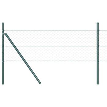 Sechseckzaun Grün 0,4x25 m Stahl, Zaunpfosten 13 Stück Grün Ø32 mm 80 cm verzinkter Stahl