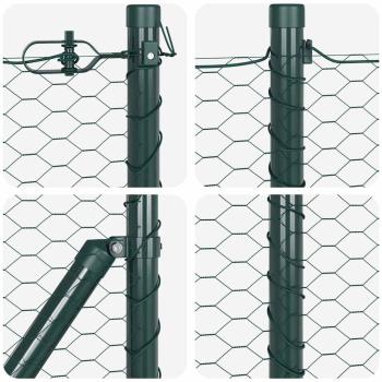 Zaunset Set aus 2 Waldgrün Pulverbeschichteter Stahl 25 x 0,5 m