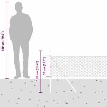 Bodenmontierter Sechseckzaun 25 x 0,5 m PVC-beschichteter Stahl