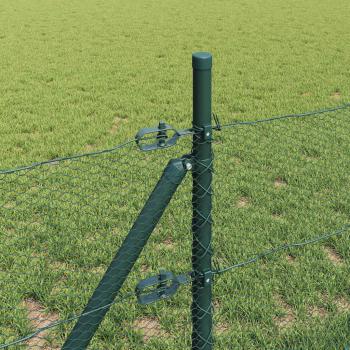 Sechseckzaun Grün 0.8x25 m Stahl, Zaunpfosten 13 Stück Grün Ø32 mm 120 cm Verzinkter Stahl