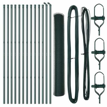 Bodenmontierter Sechseckzaun 25 x 1 m PVC-beschichteter Stahl