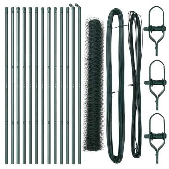 Zaunset Set von 2 Waldgrün Metall 25 x 1 m Langlebig Zaunset