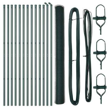 Bodenmontierter Sechseckzaun 25 x 1,5 m PVC-beschichteter Stahl