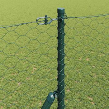 Zäunung Set Set aus 2 Grün Pulverbeschichteter Stahl 25 x 1,5 m