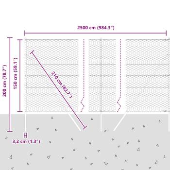 Bodenmontierter Sechseckzaun 25 x 1,5 m PVC-beschichteter Stahl