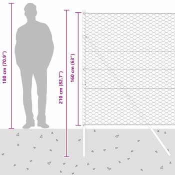 Bodenmontierter Sechseckzaun 25 x 1,6 m PVC-beschichteter Stahl