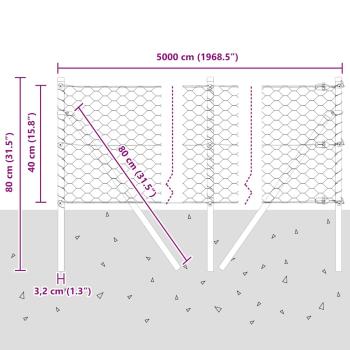 Bodenmontierter Sechseckzaun 50 x 0,4 m PVC-beschichteter Stahl