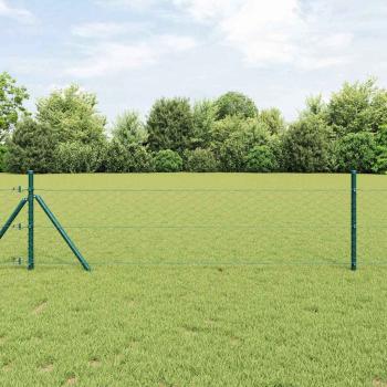 ARDEBO.de - Sechseckzaun Grün 0.6x50 m Stahl, Zaunpfosten 13 Stück Grün Ø32 mm 100 cm verzinkter Stahl