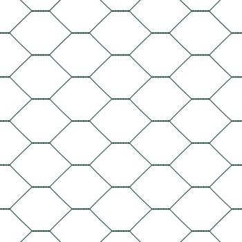 Sechseckzaun Grün 0.6x50 m Stahl, Zaunpfosten 13 Stück Grün Ø32 mm 100 cm verzinkter Stahl