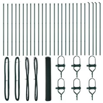 Sechseckzaun Grün 1x50 m Stahl, Zaunpfosten 13 Stk. Grün Ø32 mm 150 cm verzinkter Stahl