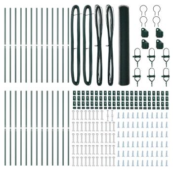 Sechseckzaun Grün 1x50 m Stahl, Zaunpfosten 13 Stk. Grün Ø32 mm 150 cm verzinkter Stahl