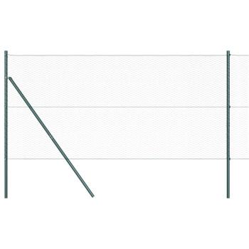 Sechseckzaun Grün 1x50 m Stahl, Zaunpfosten 13 Stk. Grün Ø32 mm 150 cm verzinkter Stahl