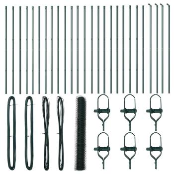 Sechseckzaun Grün 1x50 m Stahl, Zaunpfosten 13 Stk Grün Ø32 mm 150 cm Verzinkter Stahl