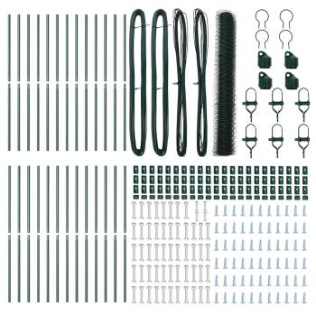 Sechseckzaun Grün 1x50 m Stahl, Zaunpfosten 13 Stk Grün Ø32 mm 150 cm Verzinkter Stahl