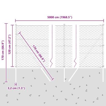 Sechseckiger Zaunbodenfixierung 50 x 1,2 m Grün Netz