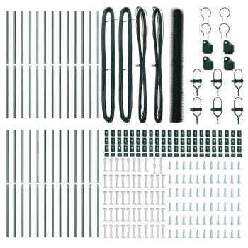 Sechseckzaun Grün 1,5x50 m Stahl, Zaunpfosten 13 Stück Grün Ø32 mm 200 cm Verzinkter Stahl